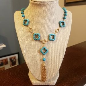 Artisan Turquoise Howlite Tassel Necklace